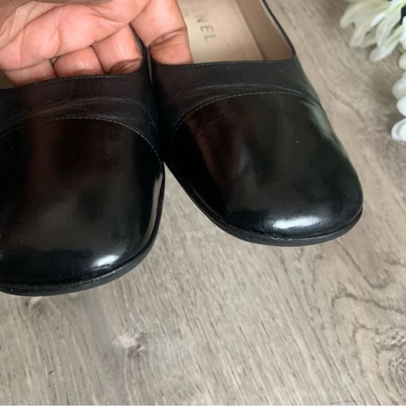 VINTAGE CHANEL Block Heel Shoes Black Silver Size 38 - Picture 8 of 16